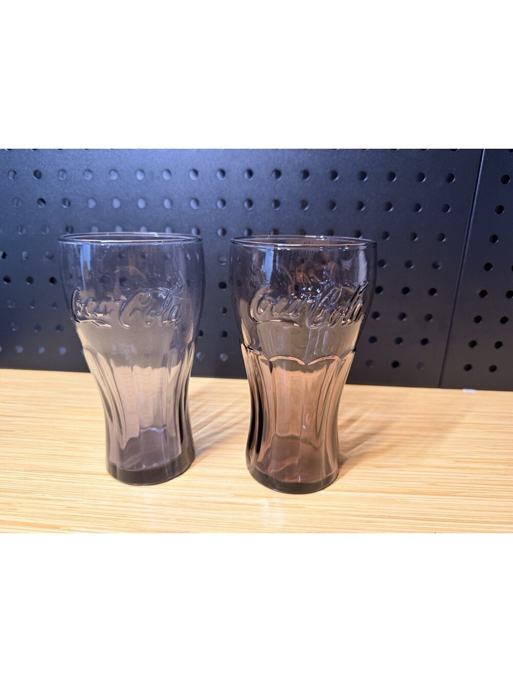 VTG Coca-Cola Glasses Purple Amethyst Set of 2. Excellent Condition Dark & Light